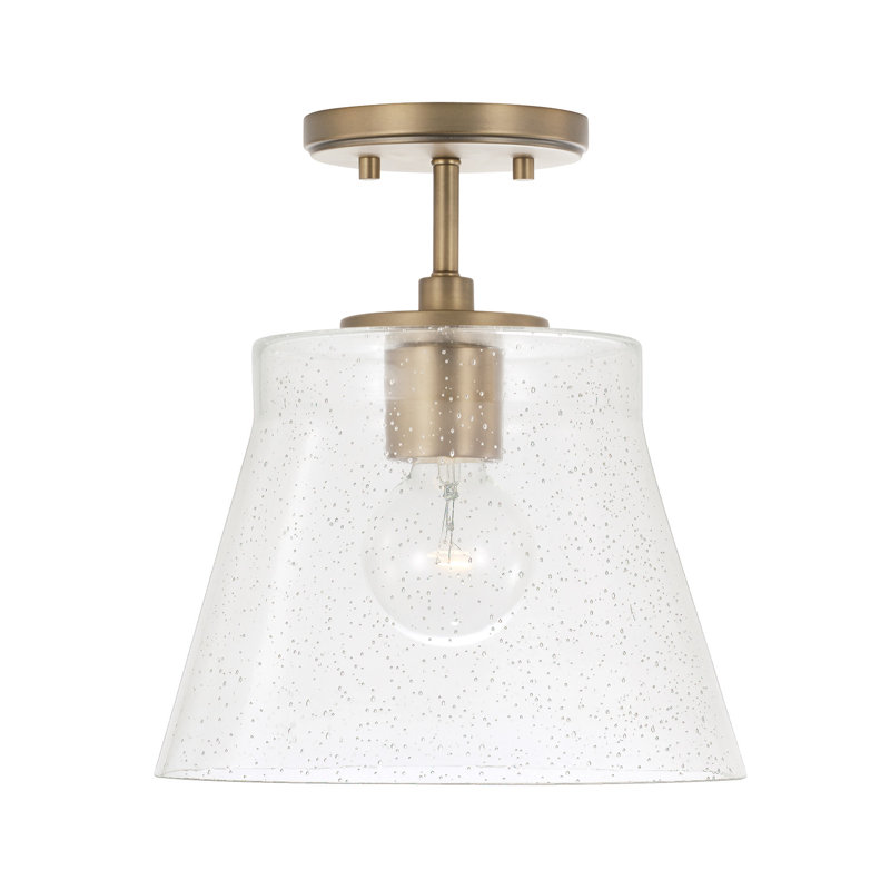 1 - Light Single Pendant, Aged Brass