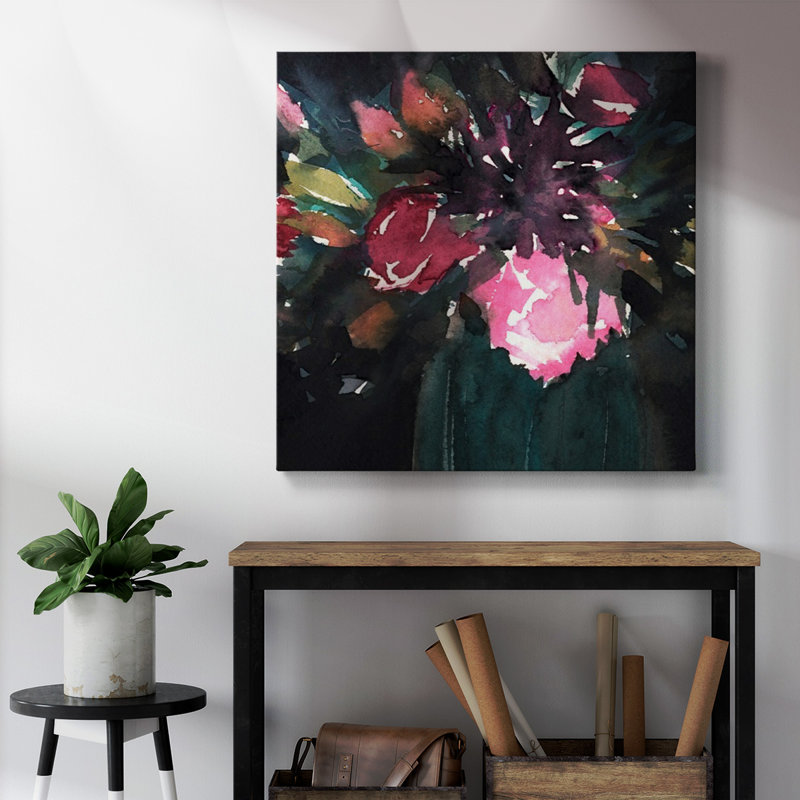 Bouquet noir II - Toile tendue avec châssis de qualité supérieure - prête à être accrochée