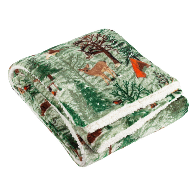 Lodge Wood Throw Machine Woven Throw Blanket