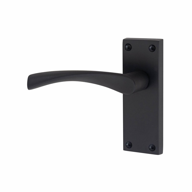  5 Pairs Victorian Scroll Astrid Door Handles Latch in Matt Black Finish - 120mm x 40mm Backplate