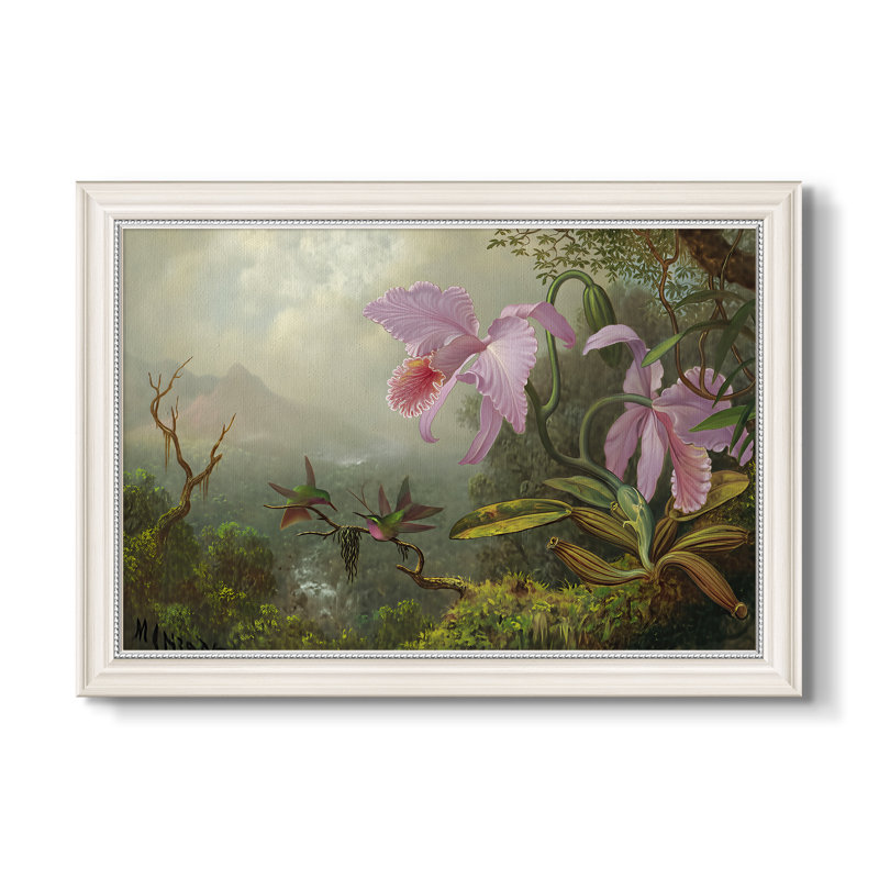 Deux colibris anges du soleil sur une branche, v. 1890-1904 - Martin Johnson Heade - Toile encadrée sur mesure, Framed Canvas