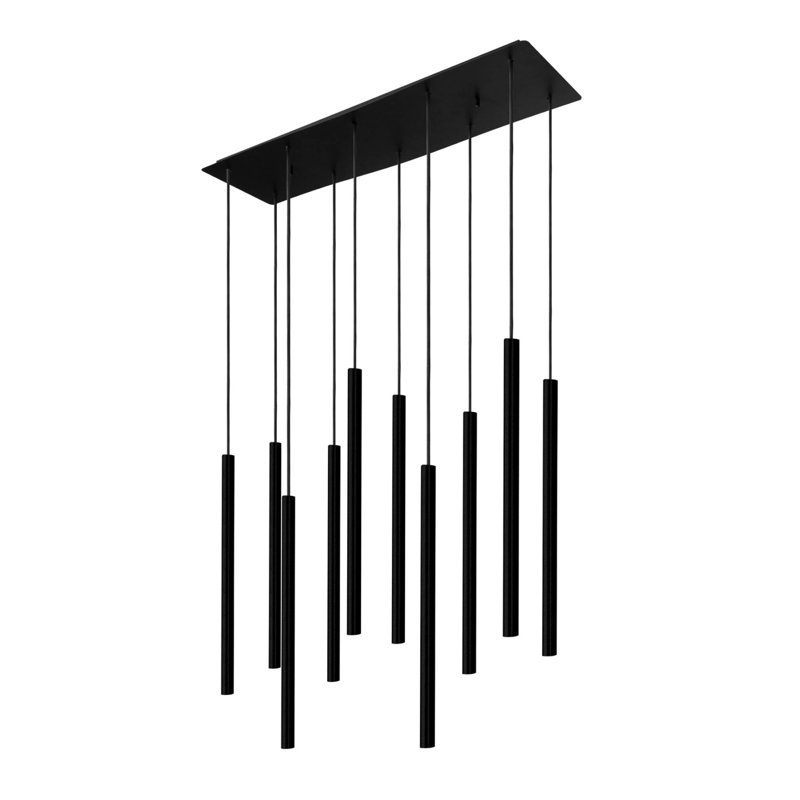 Goode 10 - Light Kitchen Island Chandelier, 132cm H x 78cm W x 20cm D, Black, Black