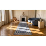 Hand Knotted Cotton Area Rug in Blue