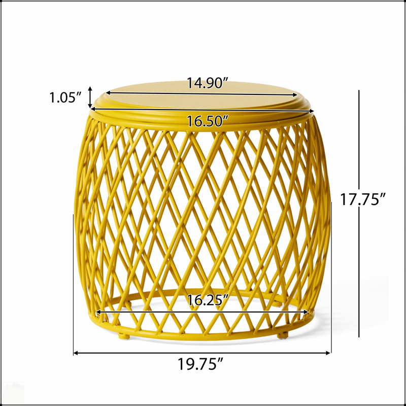 Table d'appoint de 19,75 po avec design élégant et fabrication en fer durable pour l'extérieur