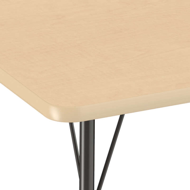 Table d'activités 60 "x 60" à moulures en T avec pieds réglables, Érable / érable / noir, Roulement à bille standard