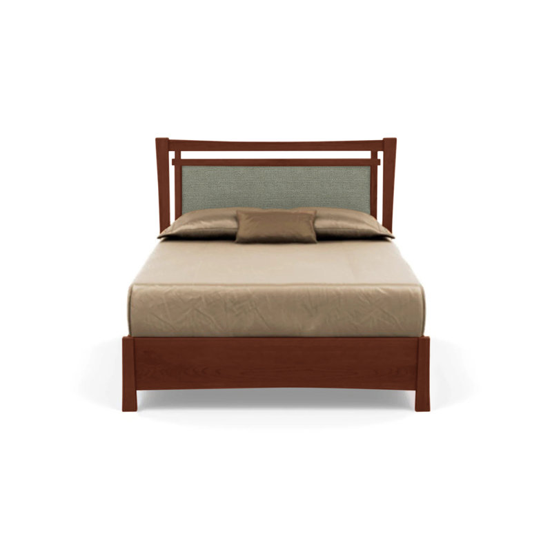 Monterey Upholstered Bed, California King, Ebony Leather, Cognac Cherry