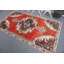 Tapis de cuisine rétro vintage Oushak avec un design traditionnel dans des tons rouges classiques