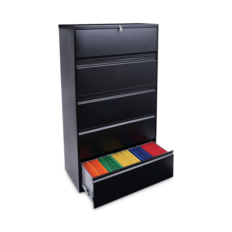 Black 36'' Wide 5-Drawer Lockable Metal File Cabinet