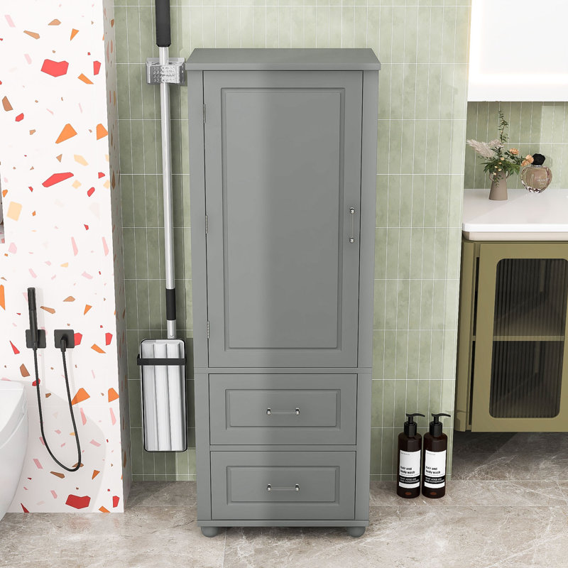 Armoire de rangement autoportante avec tiroirs de rangement, tablettes réglables et portes, Gris