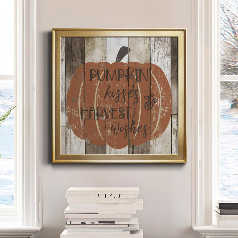 «Pumpkin Kisses», reproduction d'art textuel sur toile encadrée, H 30,5 po x l 30,5 po x P 1,5 po, Or