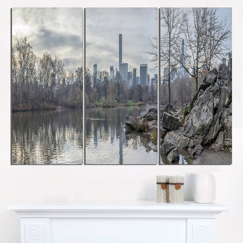 Noir et blanc central park, ensemble de 3 impressions sur toiles tendues