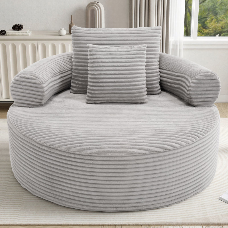 Fauteuil demi-tonneau rembourré Addisin, Gris