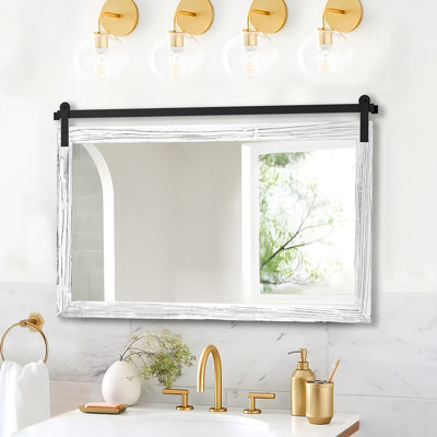 Solid Wood & Metal Wall Mirror ,Perfect For Bedrooms, Living Rooms, Bathrooms