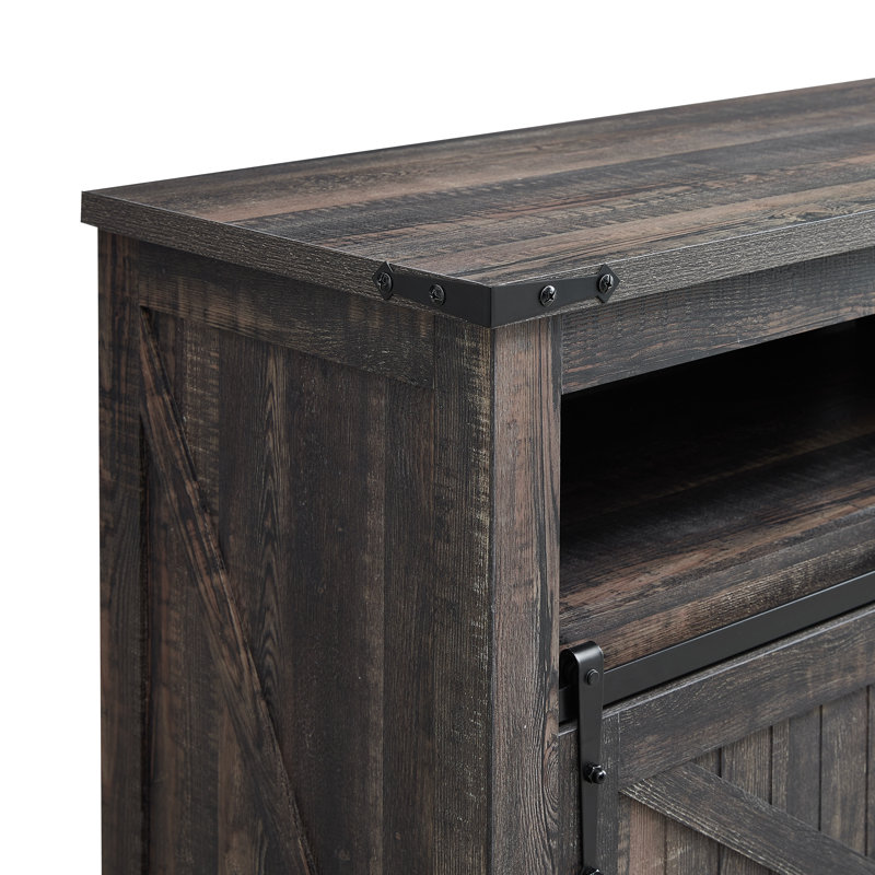 Farmhouse TV Stand, Entertainment Center for TVs up to 65", Dark Rustic Oak