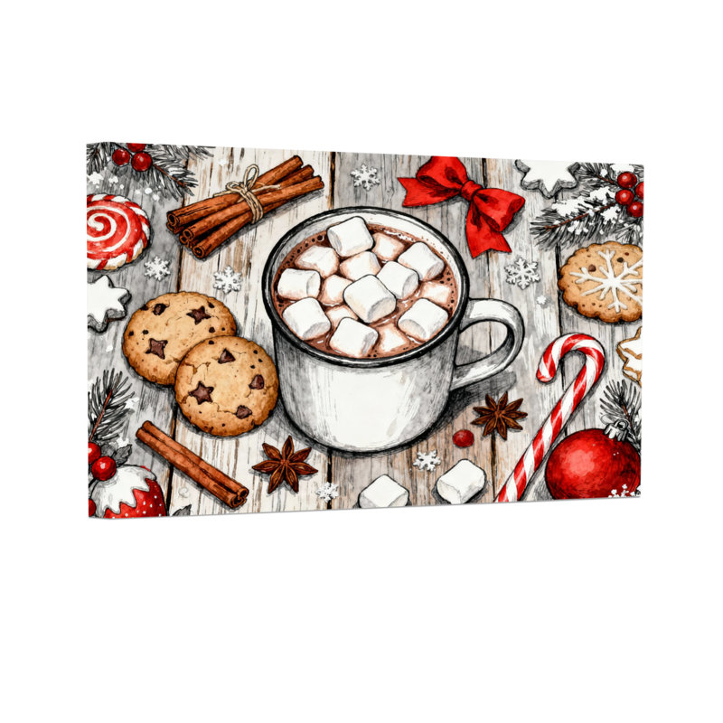 Noël chocolat chaud de Noël avec guimauves et biscuits