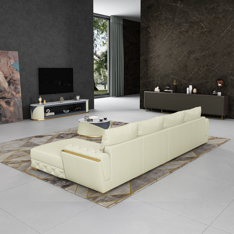 Castello Collection Sectional, Off White, Right Hand Facing