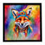 Hippie animal renard, impression sur métal encadrée