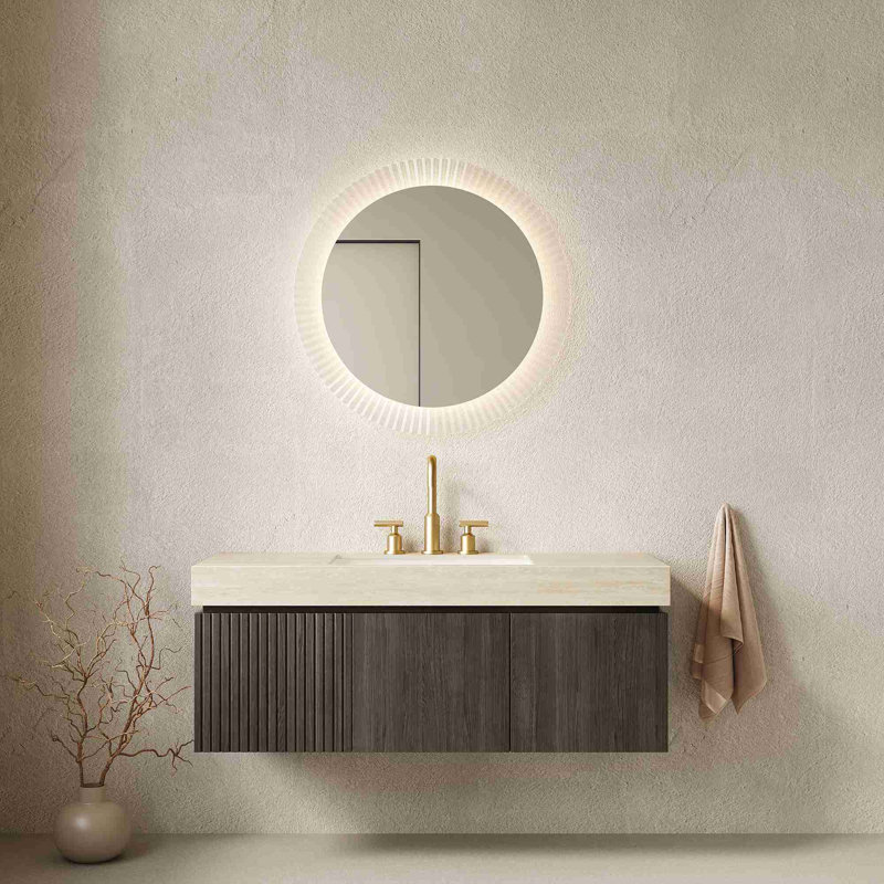 Meuble-lavabo mural, Espresso, Beige