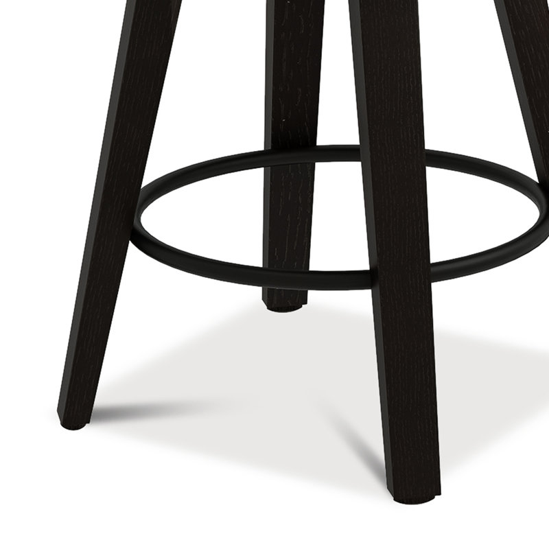 Malakeh Swivel Stool with Solid Wood Frame, Ivory, Counter Stool (26" Seat Height), 4