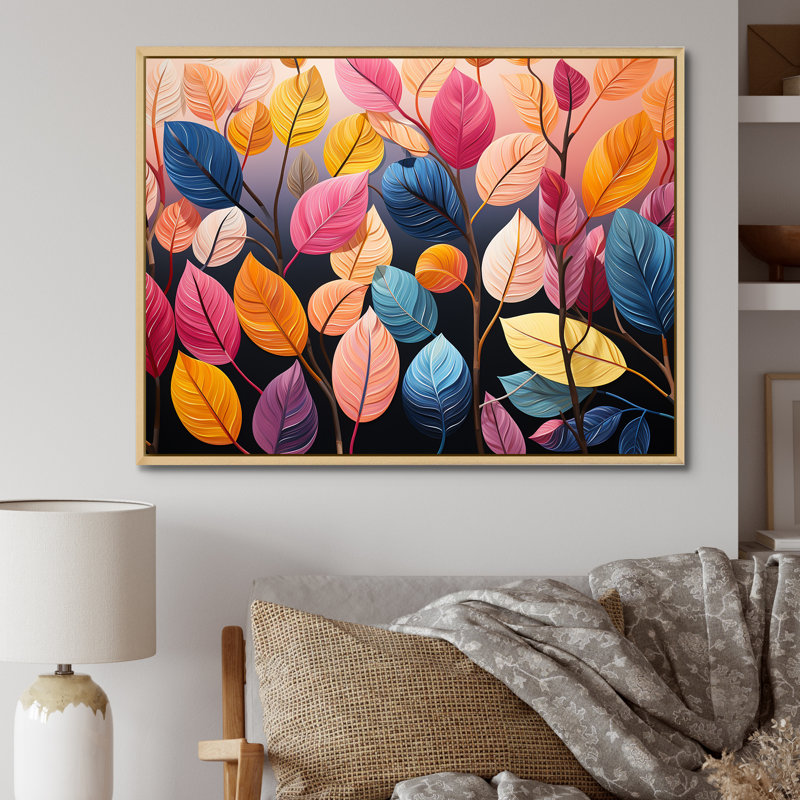 «Colorful Pastel Vibrant Foliage» sur toile, Cadre naturel flottant, H 34 po x l 44 po x P 1,5 po
