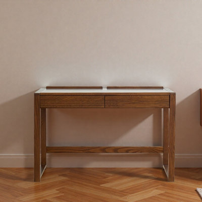 Simple Dark Brown Household 2-drawer Writing Desk