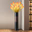 Grand vase de plancher en résine noire et bronze estampé, grand vase cylindrique décoratif, décor rustique moderne pour le salon et le vestibule
