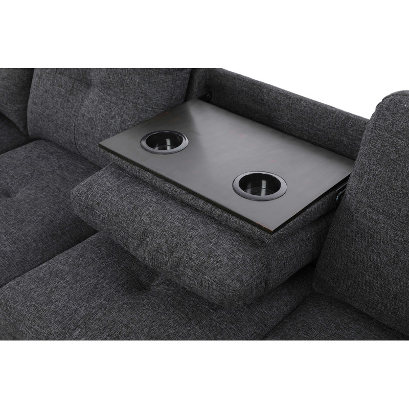 Apisha Upholstered L-Shaped Sectional Left Hand Facing, Black Linen Blend