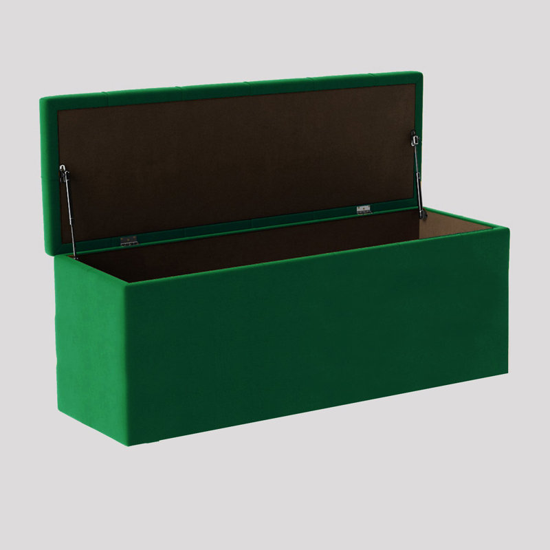  Luna Wide Chesterfield Velvet Rectangle Solid Color Standard Ottoman Box with Storage, Upholstered Deep Storage End of Bed Bench