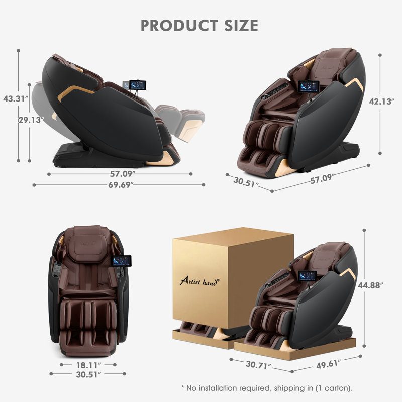 Fauteuil de massage SL Track Zero Gravity avec Bluetooth, Brun