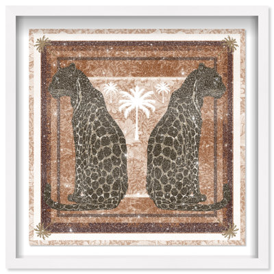 Casablanca Leopardo Shadowbox Animals Print by Oliver Gal, Black Frame, 12 x 12