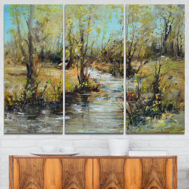 Peinture à l’huile sur toile tendue, ensemble de 3 reproductions de bois