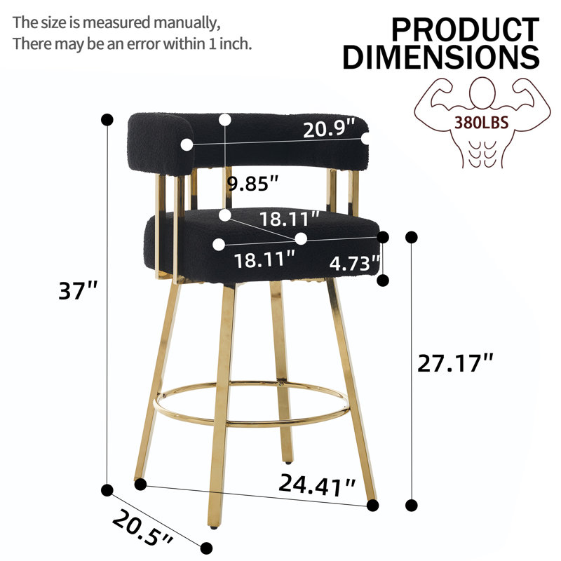Tabouret de comptoir rembourré (ensemble de 2), Noir