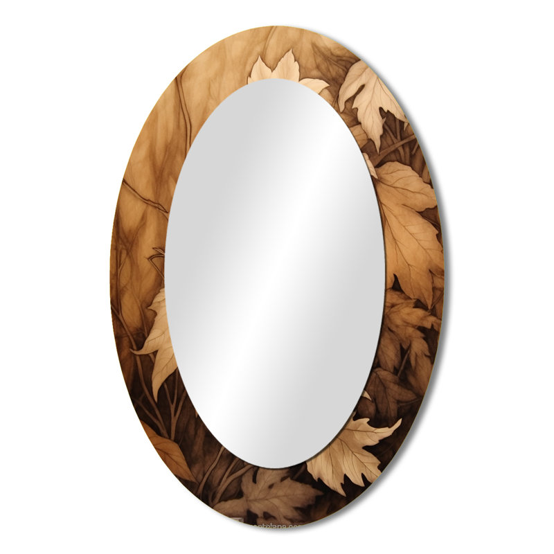 Miroir mural brun brun et feuilles «Harmony III», 36 po x 24 po