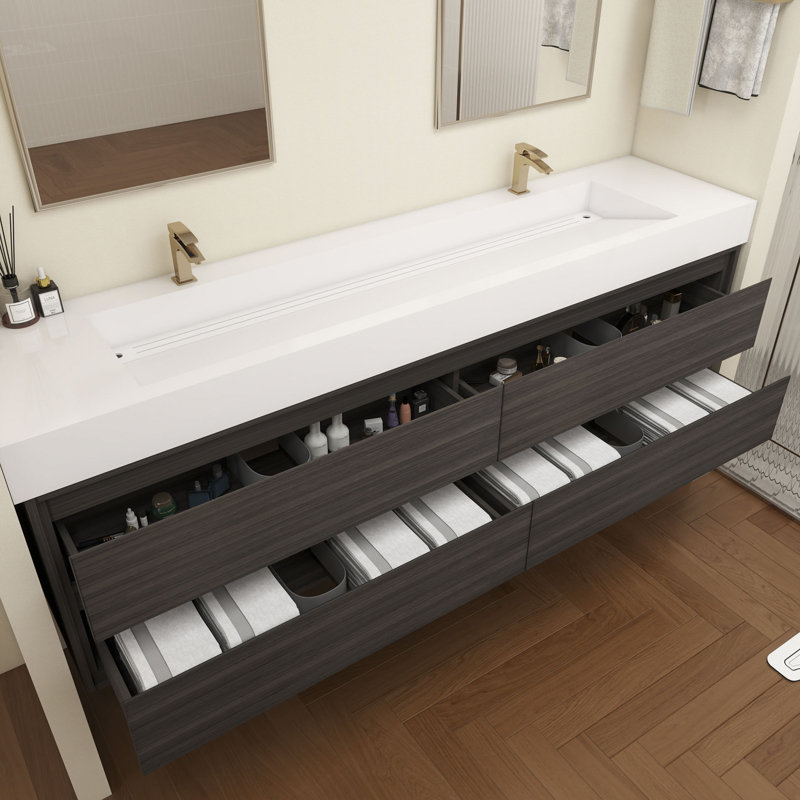 Victoria 84''Bathroom Vanity Base, Gray/Oak