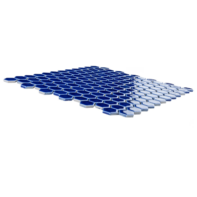 Metro 0.91" x 1.02" Porcelain Honeycomb Mosaic Wall Tile, Sapphire