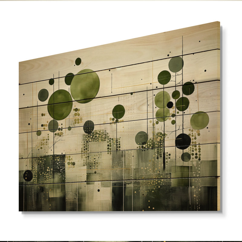 «Green Green Beige Modern Scandinavian Serenade II» sur impression sur bois, H 30 po x l 40 po x P 0,78 po