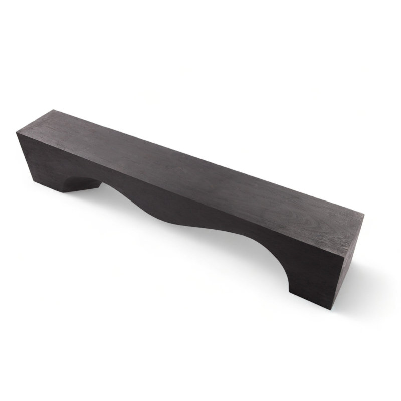 Banc de sculpture moderne noir - 2, H 17,7 po x l 94,5 po x P 14,6 po