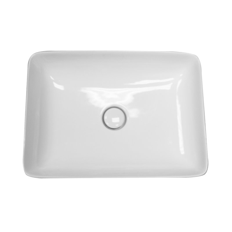 Lavabo de salle de bain vasque rectangulaire blanc en porcelaine vitrifiée