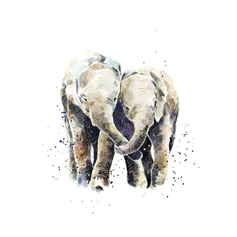 Two Elephants - Wrapped Canvas Painting, 30.48 cm H x 30.48 cm W