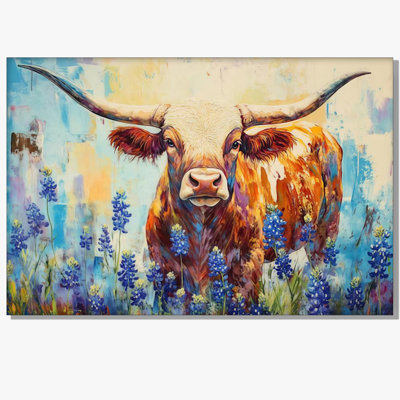 Farmhouse Highland Cow Wall Art Rustic Cow Floral Pictures Wall Decor Western Country Cattle Canvas Print Bathroom Painting Watercolor Animal Wildflower Artwork Kitchen Living Room Nursery Home