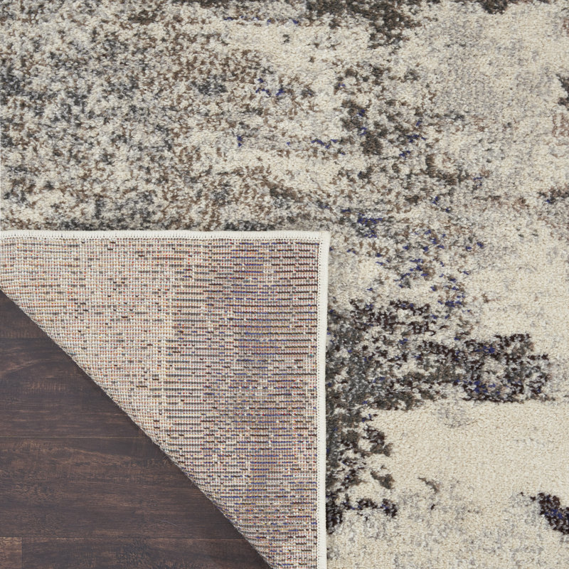 Tapis abstrait ivoire / gris Adriennie, Rectangle 2 pi 2 po x 3 pi 9 po