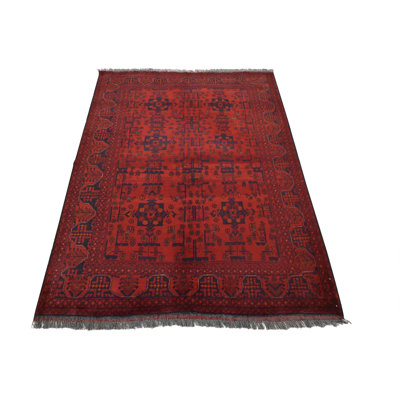 Tapis rouge nouvel âge en laine 5 pi 1 po x 6 pi 8 po Moktar