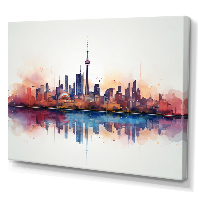 " Canada Toronto City II " by Designart, 34" H x 44" W x 1.5" D, Wrapped Canvas