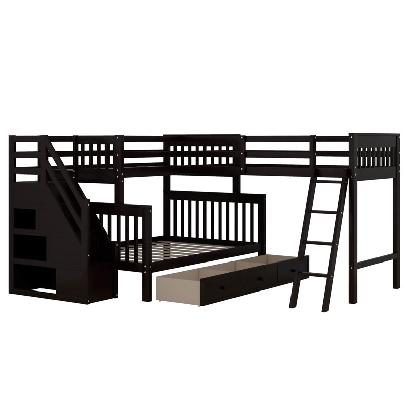 Kids Twin Over Full Bunk Bed, Espresso