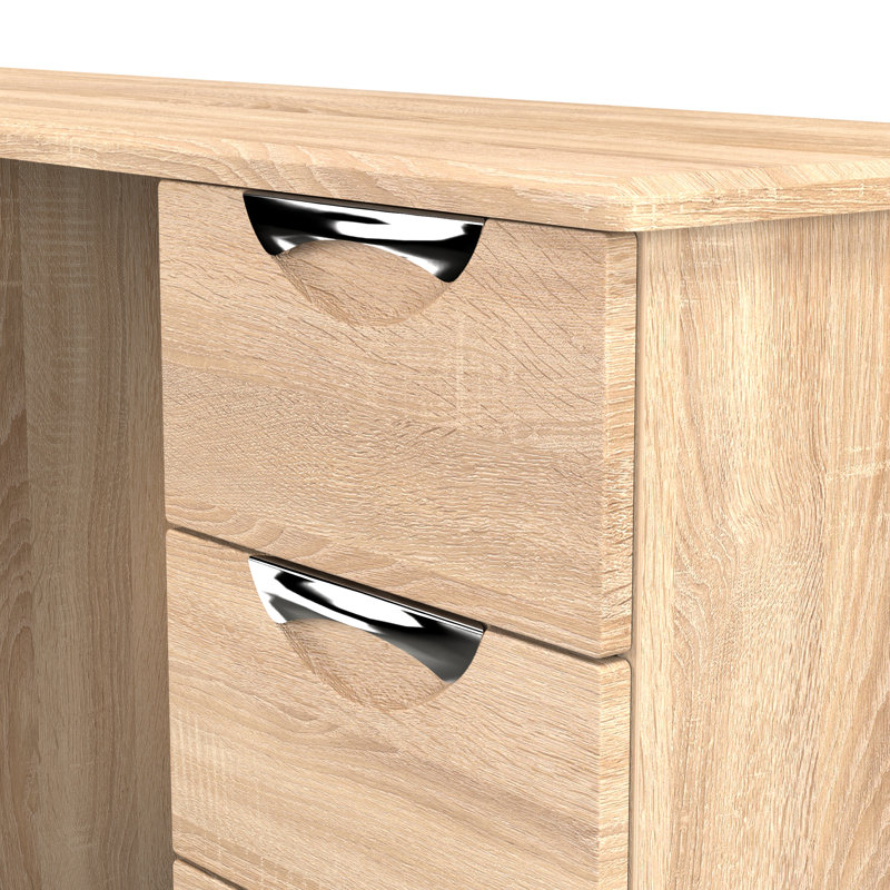 Bhodhini 6 Drawer Kneehole Desk (Ready Assembled), Bardolino Oak