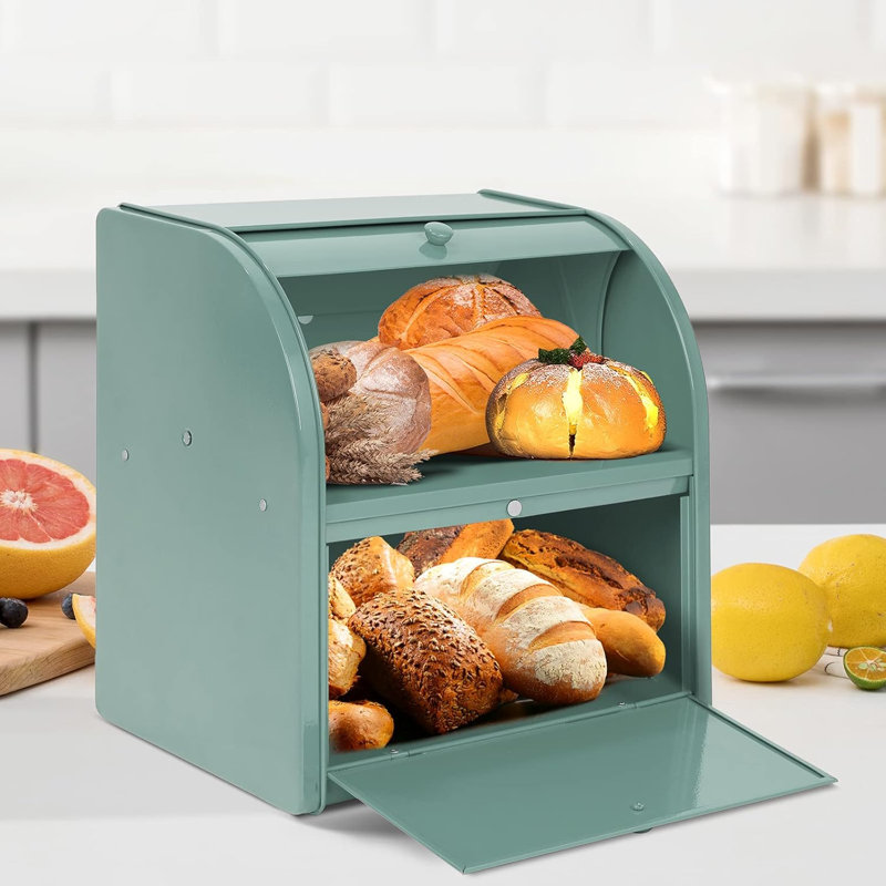 Metal Bread Box For Kitchen Countertop,Green