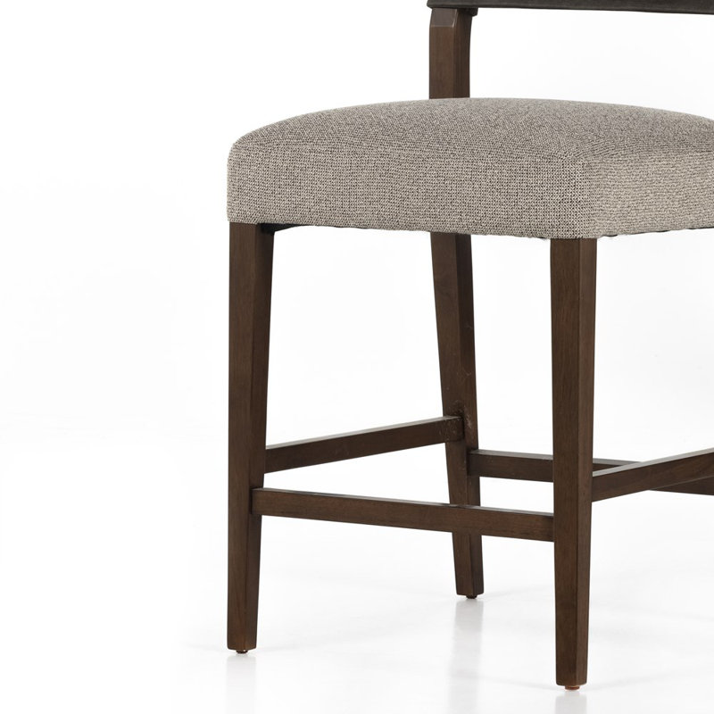 Ferris Stool, Counter Stool (25.98" Seat Height), Tulsa Ink/Nubuck Charcoal Rayon/Viscose/Leather, Antique Sable