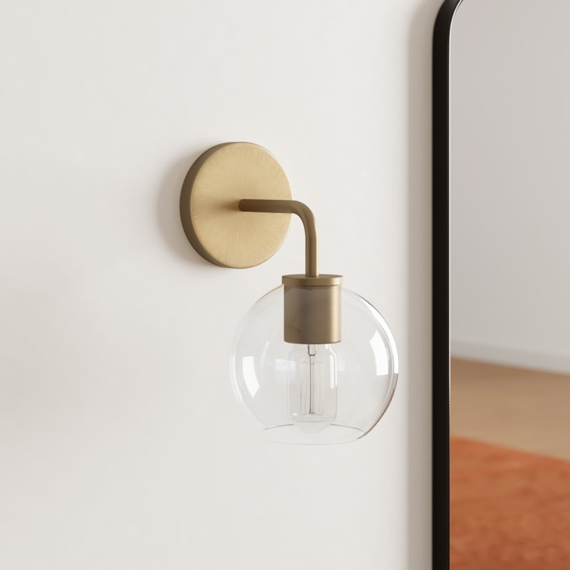 Childerley Armed Sconce, Satin Brass, Clear