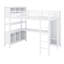 Lit mezzanine en métal avec garde-robe et bureau en L, avec cubes de rangement et tablettes-154663202