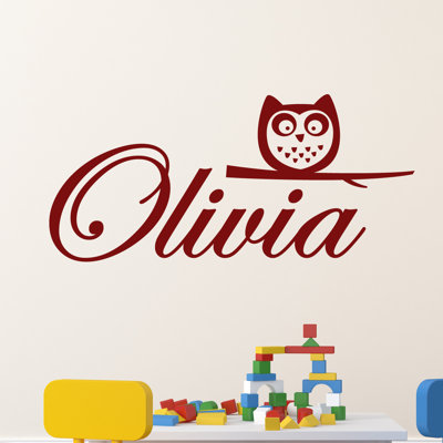 Adhésif décoratif nom personnalisé avec hibou